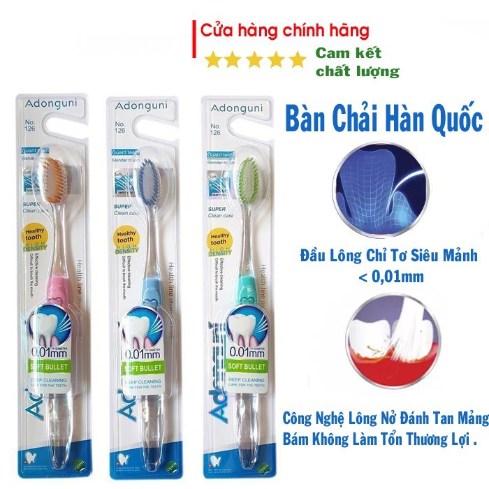 Bàn chải lông tơ Hàn Quốc cho người lớn nhiều màu, tay cầm cao cấp chống trơn trượt GIÁ BÁN LẺ 32k