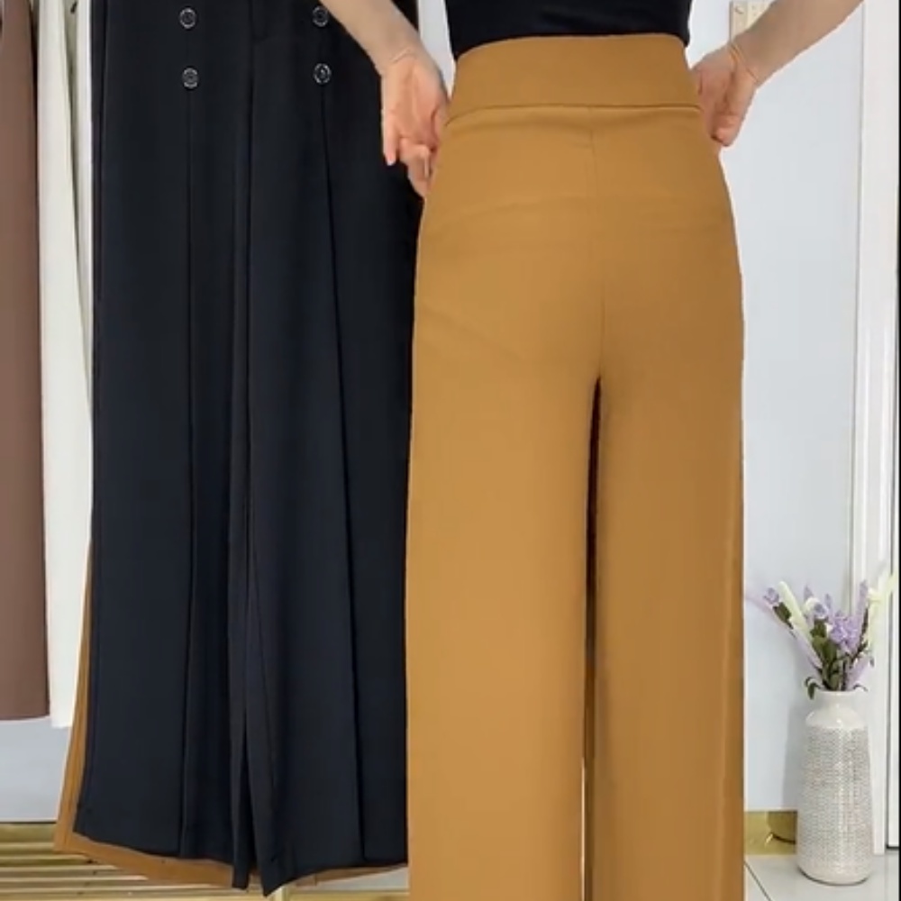 Quần Tây Nữ Công Sở Kann Model lưng cao vải âu màu đen nâu đi học đi làm trẻ trung dáng dài HQ15