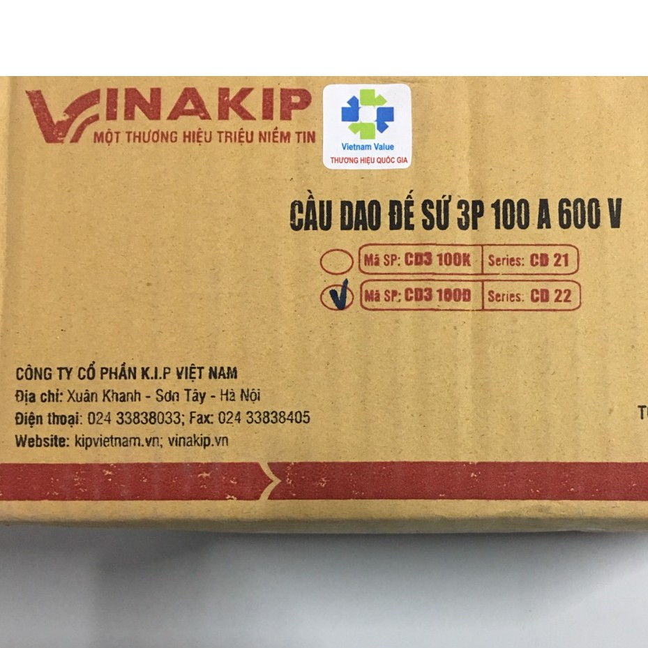 Cầu dao điện 3 pha 100A 600V Vinakip