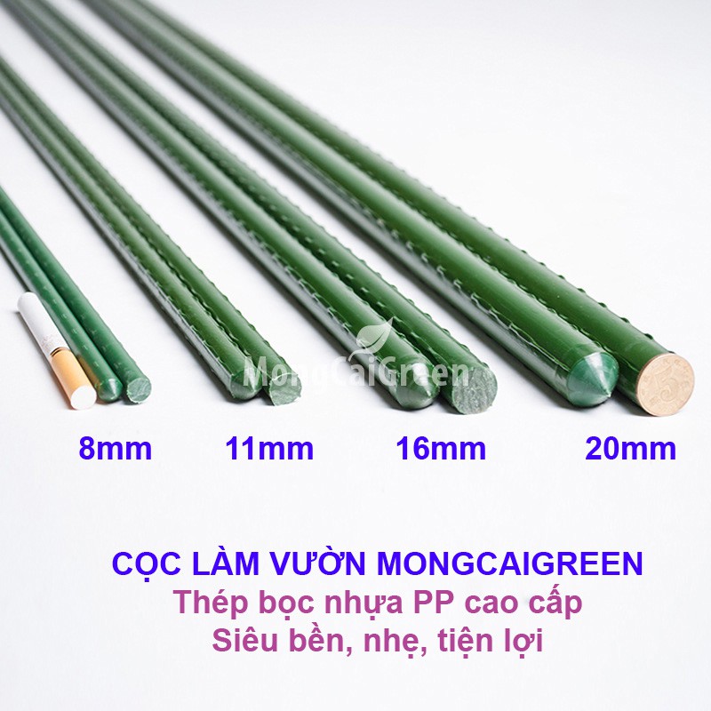 Set 10 Cọc trụ ống thép bọc nhự để làm vườn đô thị, phi 11mm x 90cm
