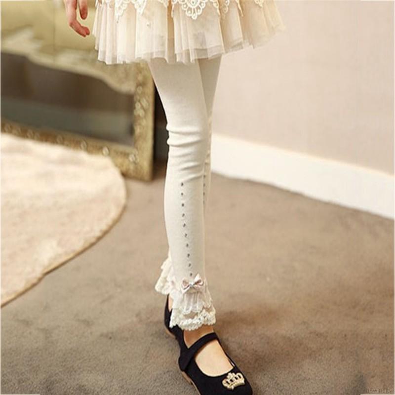 Quần legging phối ren hoa thời trang cho bé gái