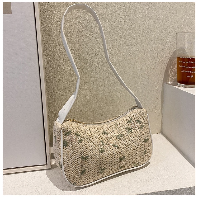 Túi Đeo Vai Hình Vuông Đan Cói Phối Ren Phong Cách Hàn Quốc Thời Trang Mùa Xuân 2022