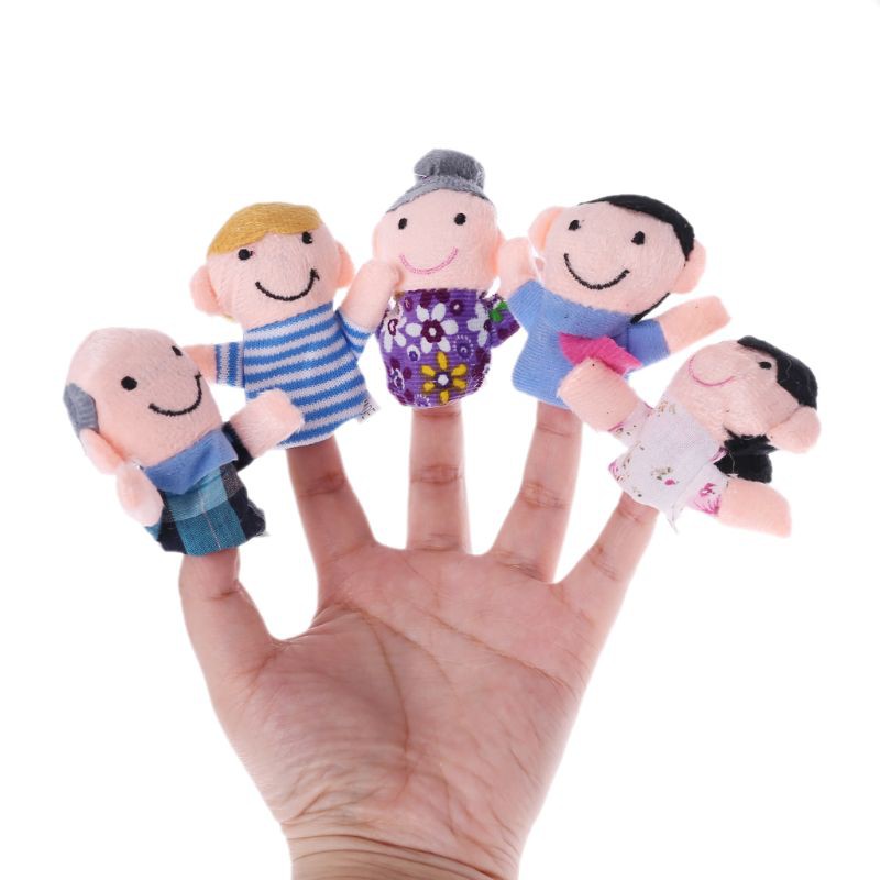 ❤❤ 6PCS Kids Baby Family Finger Puppets Plush Cloth Doll Play Game Learn Story