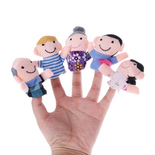 ❤❤ 6PCS Kids Baby Family Finger Puppets Plush Cloth Doll Play Game Learn Story