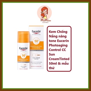 ( Chai Full & mẫu thử) Kem chống nắng nâng tone tự nhiên Eucerin Sun Cream Face Tinted CC Cream SPF 50+
