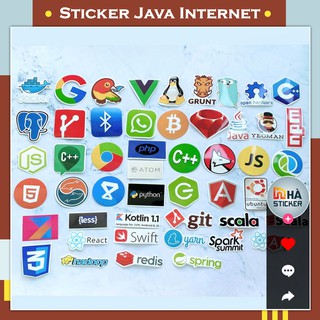 Set 50 Sticker Dán Java Internet PVC Chống Nước | Dán Điện Thoại | Dán Laptop | Dán Mũ Bảo Hiểm | Dán Vali