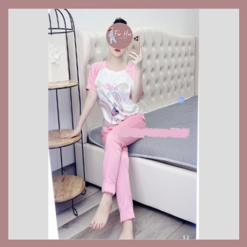 Bộ Lụa Latin Cổ Tròn Cộc Dài Hoạ Tiết Dễ Thương