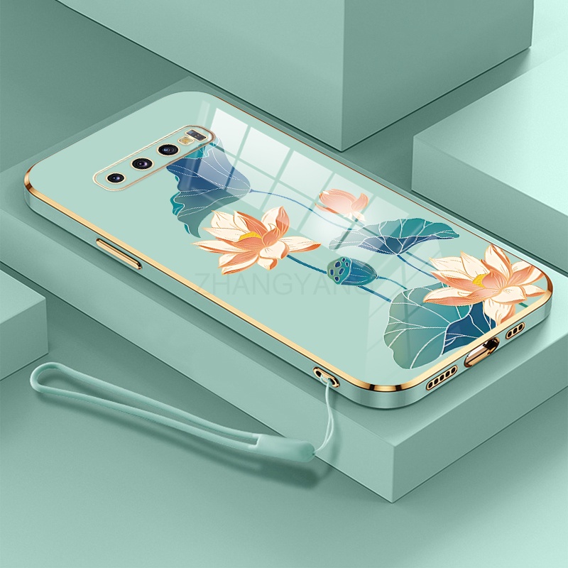 ốp lưng Samsung s10 s10 plus s20 s20 fe s21 fe Ốp Điện Thoại TPU Dẻo Mạ Màu Họa Tiết Hoa Sen Sang Trọng