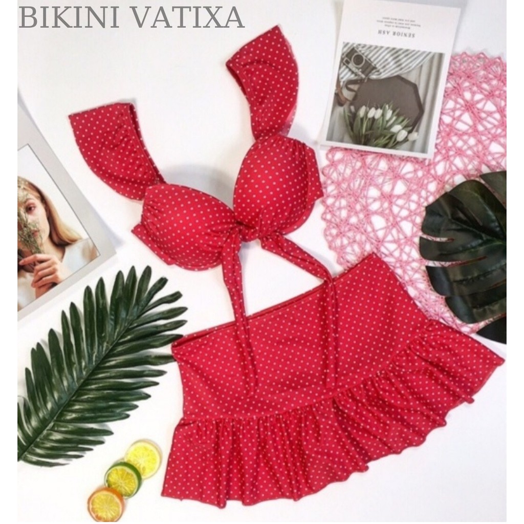 Bikini biển đẹp, đồ bơi đẹp 2 mảnh kính đáo cánh tiên váy đuôi cá VATIXA BKN07