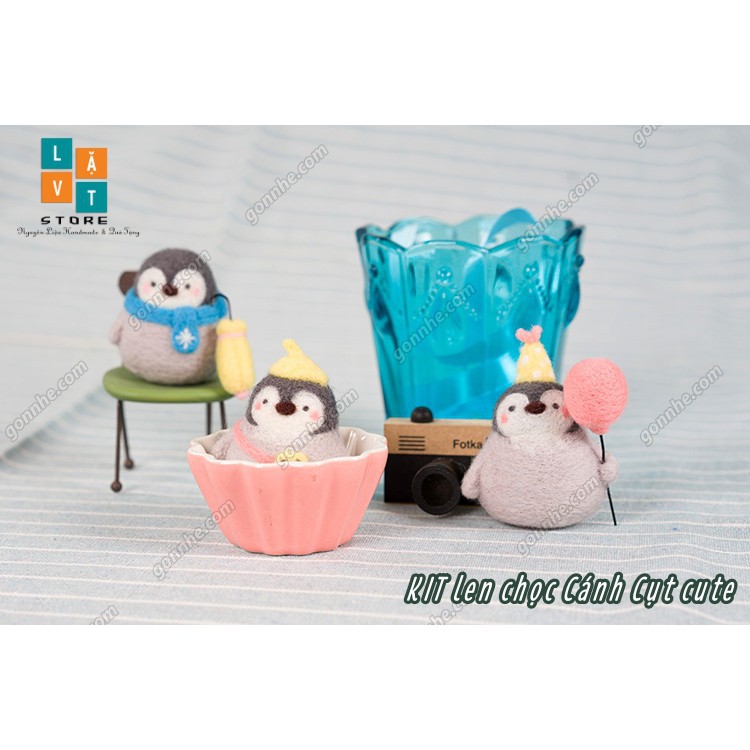 [Có hướng dẫn] Bộ len chọc Cánh Cụt Cute 4 bé - Needle fetling Litle penguin - Chọc len cơ bản làm quà tặng