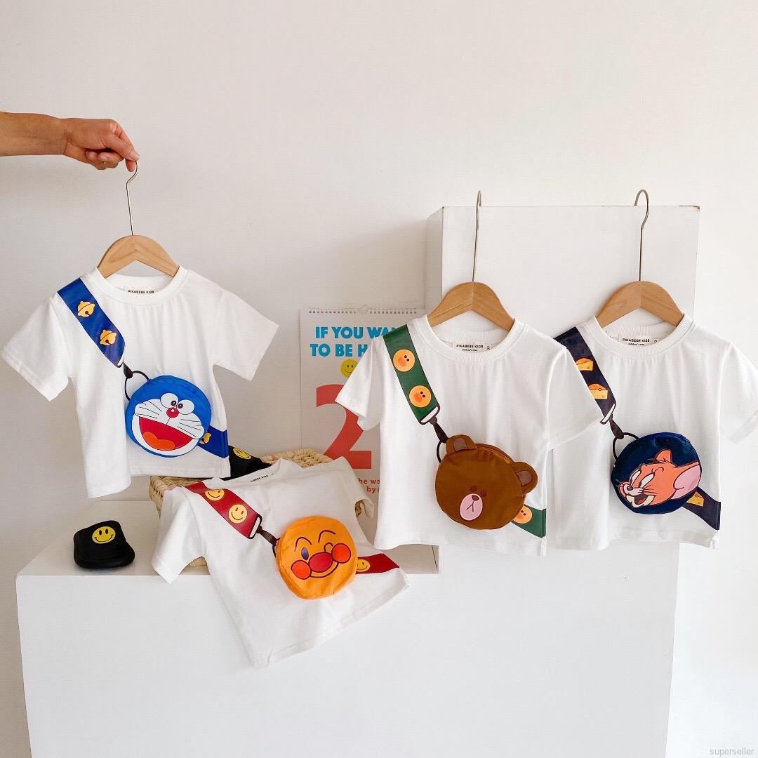 Áo Thun Tay Ngắn Họa Tiết Hoạt Hình Đáng Yêu Dành Cho Bé 1-6 Tuổi