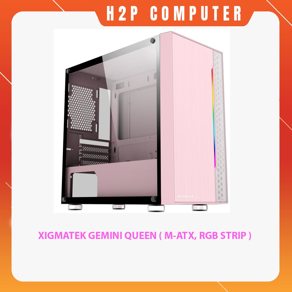 Vỏ Case Xigmatek Gemini Queen - Premium M-ATX - RGB STRIP New - Chính hãng Mai Hoàng