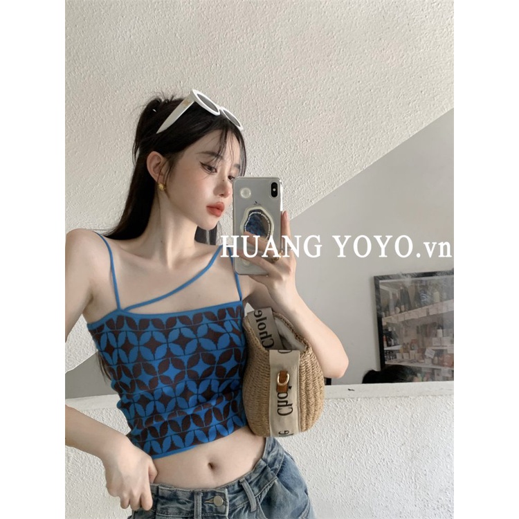 Set Áo Hai Dây + Áo Cardigan Dệt Kim Màu Sắc Tương Phản Phong Cách Hàn Quốc Thời Trang Cho Nữ