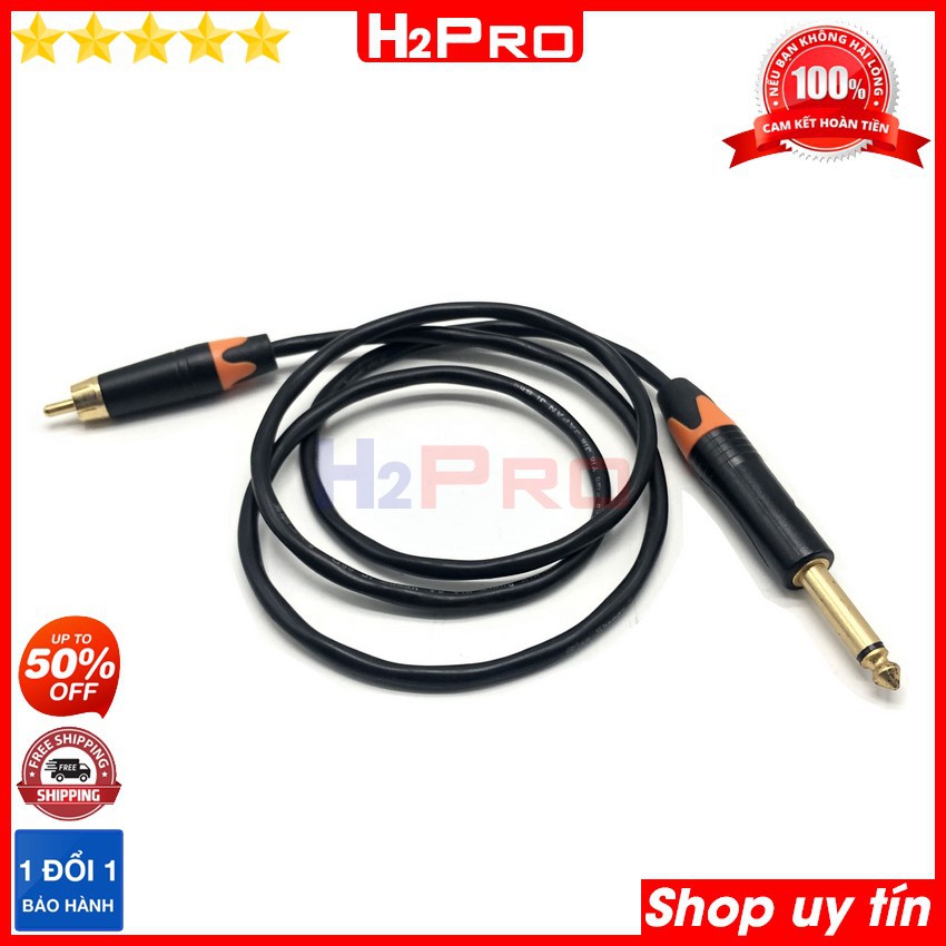 1 Dây 6 Ly Ra Av Hoa Sen, Dây Tín Hiệu Chuyển Đổi 6 Ly (6.5Ly) Ra Rca Hoa Sen Av Cao Cấp Dài 1M, Chống Nhiễu-H2Pro Tech