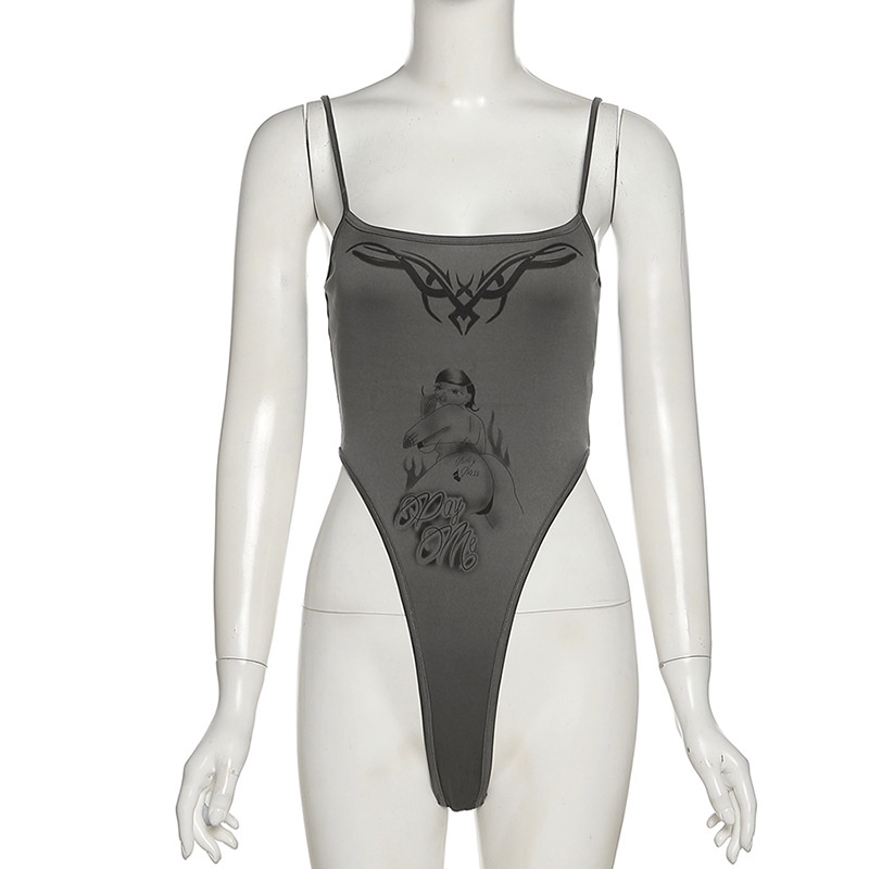 DUNEA Bộ Áo Liền Quần Hở Lưng In Họa Tiết Thời Trang Cho Nữ