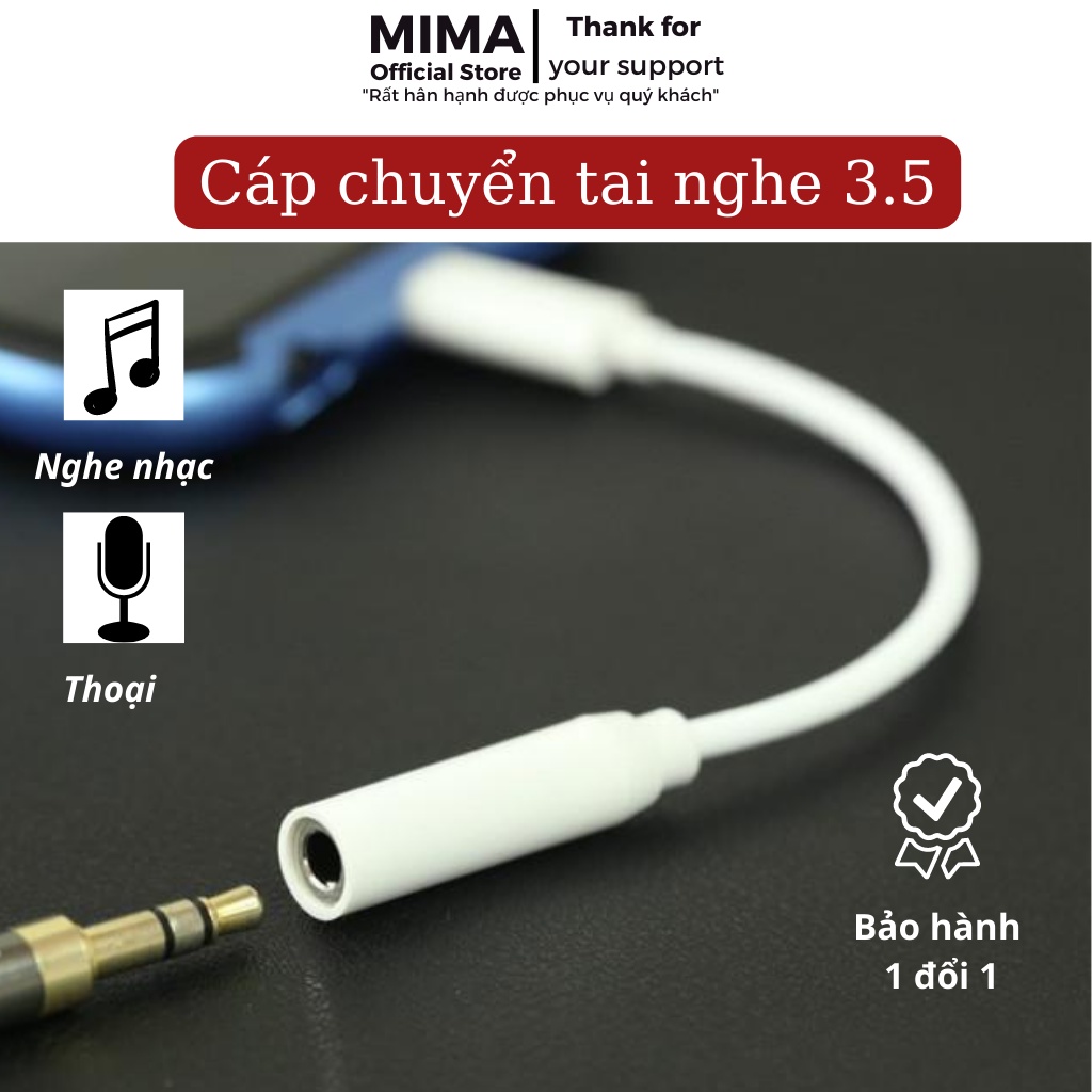 Cáp chuyển đổi tai nghe sang chân tròn 3.5 mm có hỗ trợ mic đàm thoại-Dây Zắc,giắc,Jack