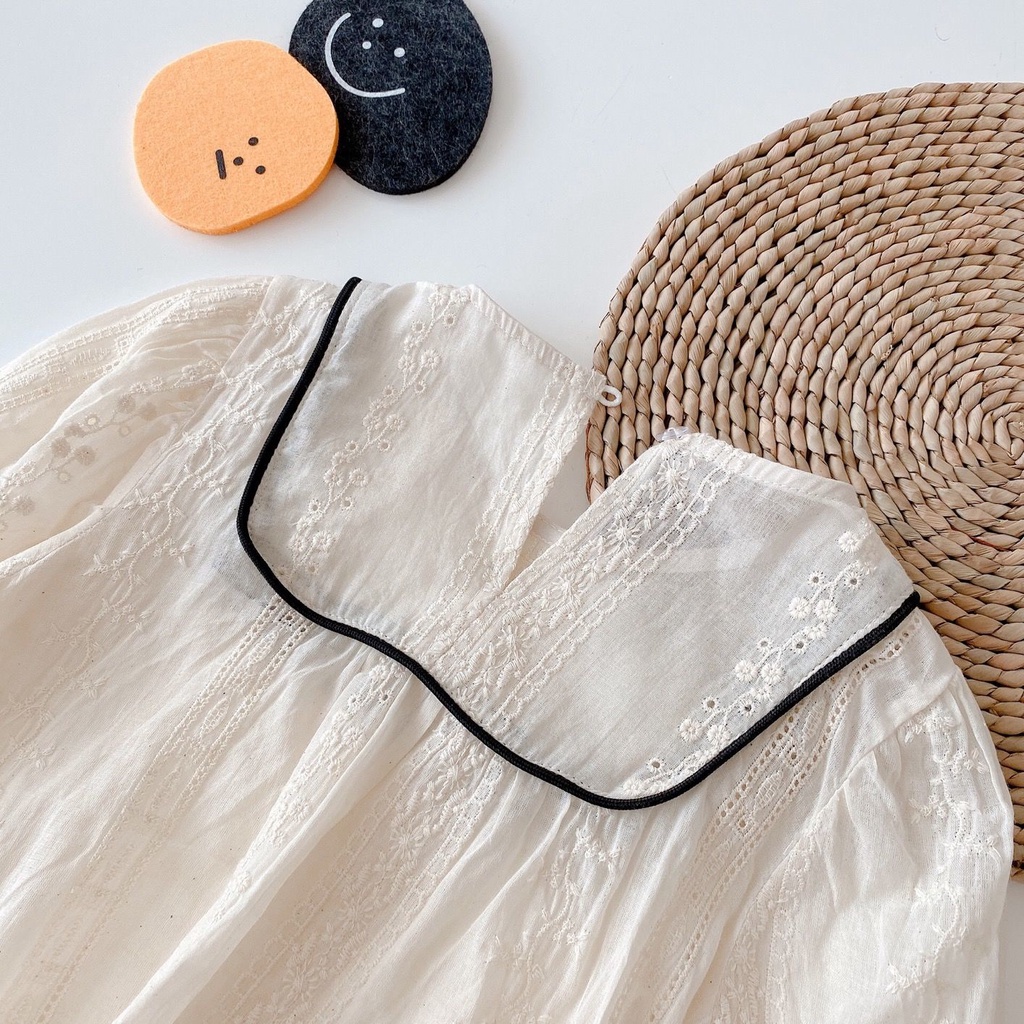 ✨Hàng Mới Về Mới✨Áo Sơ Mi Cotton Màu Trắng Trơn Tay Dài Phong Cách Hàn Quốc Thời Trang Xuân Thu Mới 2022 Dành Cho Bé Gái