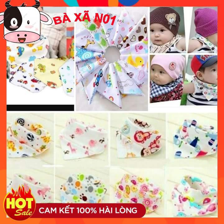 Khăn yếm tam giác đeo cổ có cúc bấm chất liệu cotton cho bé sơ sinh đến 4 tuổi