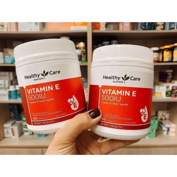 Vitamin E Healthy Care [Úc] - hộp 200 viên 500IU- viên uống đẹp da, hỗ trợ sức khỏe tim mạch