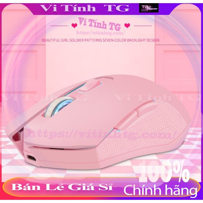 Chuột không dây màu hồng - sử dụng pin sạc Cực xịn - Siêu cute Dành cho máy tính Laptop  Vi tính TG