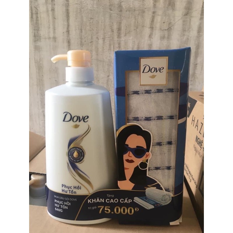 Dầu gội Dove phục hồi hoặc Dove bồng bềnh chai 650g tặng