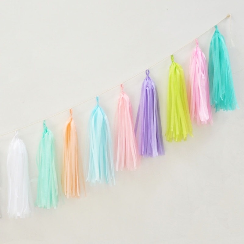 Set 5 Vòng Hoa Tua Rua Bằng Giấy Nhiều Màu Sắc Dùng Trang Trí Tiệc Sinh Nhật / Tiệc Cưới
