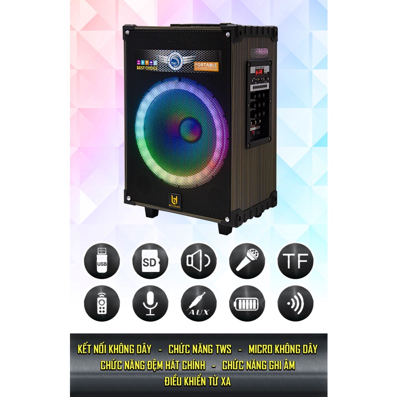 Loa Bluetooth Karaoke BD-9012 Việt Star Quốc Tế, bảo hành 12 tháng
