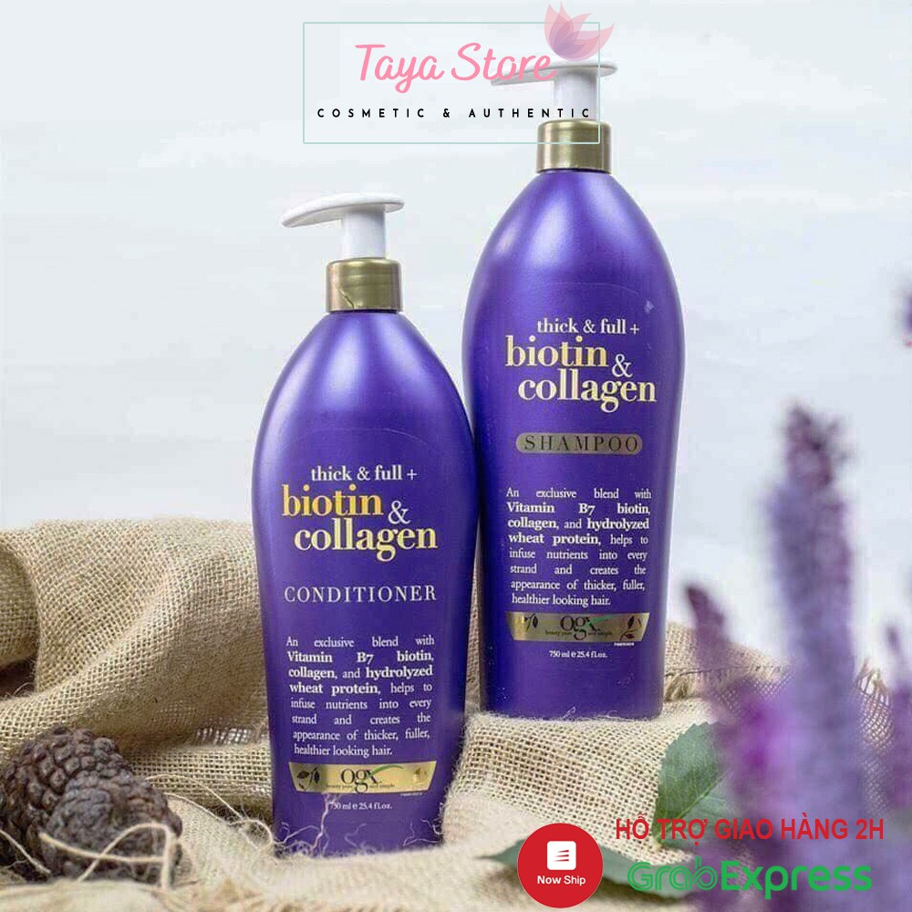 Bộ dầu gội và dầu xả Biotin 750ml & 385ml Collagen OGX Beauty ngăn ngừa rụng tóc USA