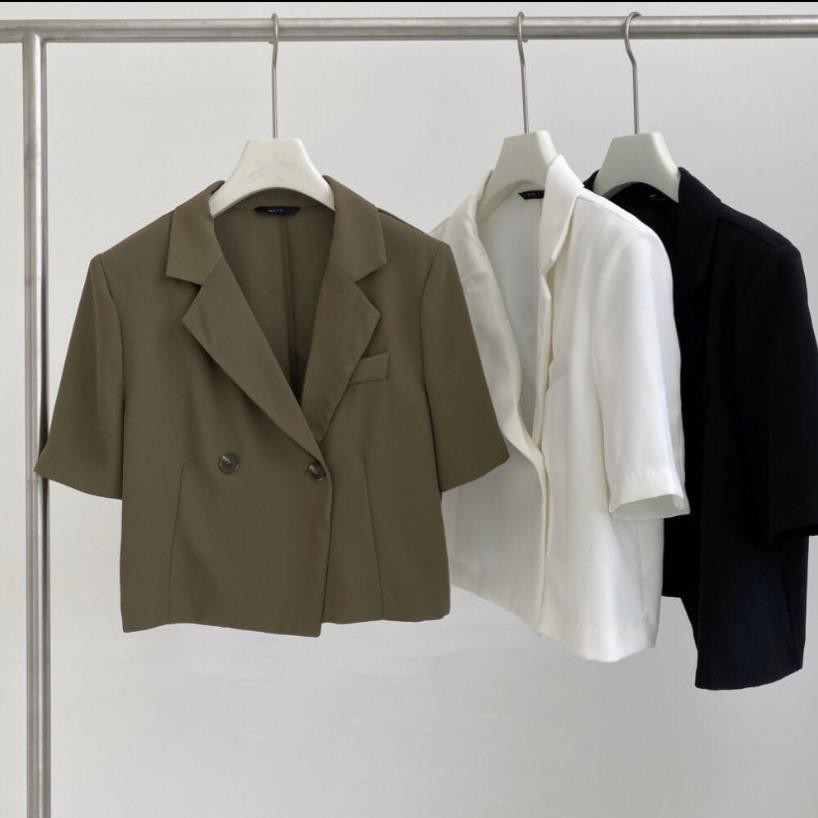 [Kèm Video ] Áo Khoác Blazer Nữ Cổ Vest Cao Cấp Tay Lỡ Phối Túi Giả Dáng Croptop Sami | BigBuy360 - bigbuy360.vn