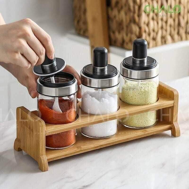 Lọ đựng gia vị, hũ đựng gia vị kèm thìa múc mẫu mới 2021.