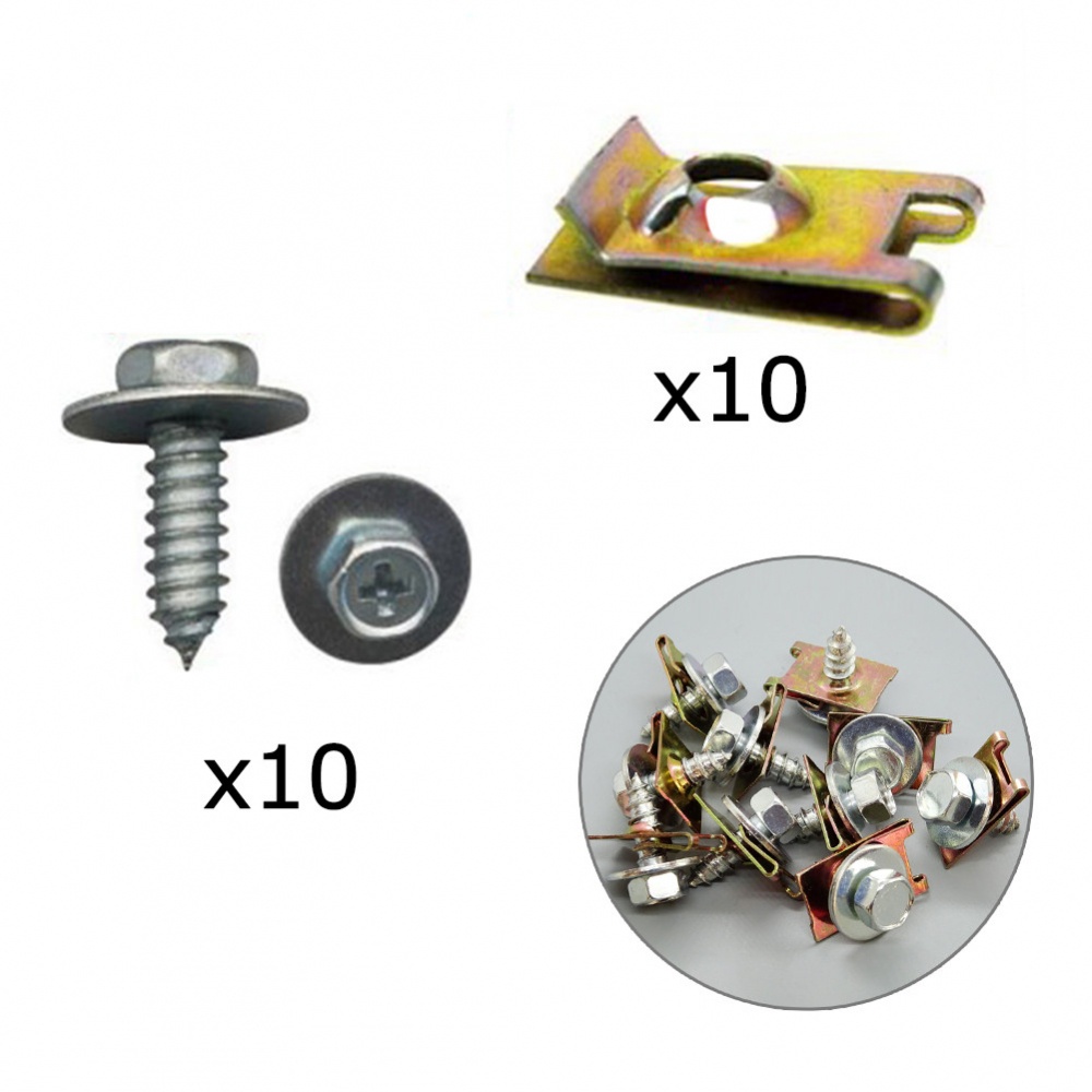 FENDER Set 10 Kẹp Ốc Vít Kim Loại Chuyên Dụng Cho BMW Opel Ford ,Screws
