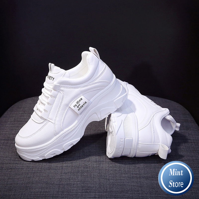 GIÀY SNEAKER NỮ TRẮNG RUFINE ĐẾ CAO 5CM KIỂU DÁNG HÀN QUỐC MẪU HOT G 80