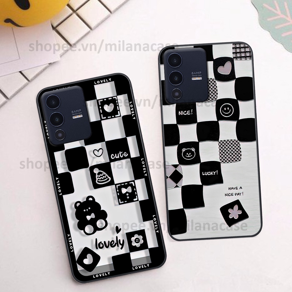 Ốp Vivo V23 5G in hình caro trái tim siêu đẹp, siêu nét đầy phong cách cá tính