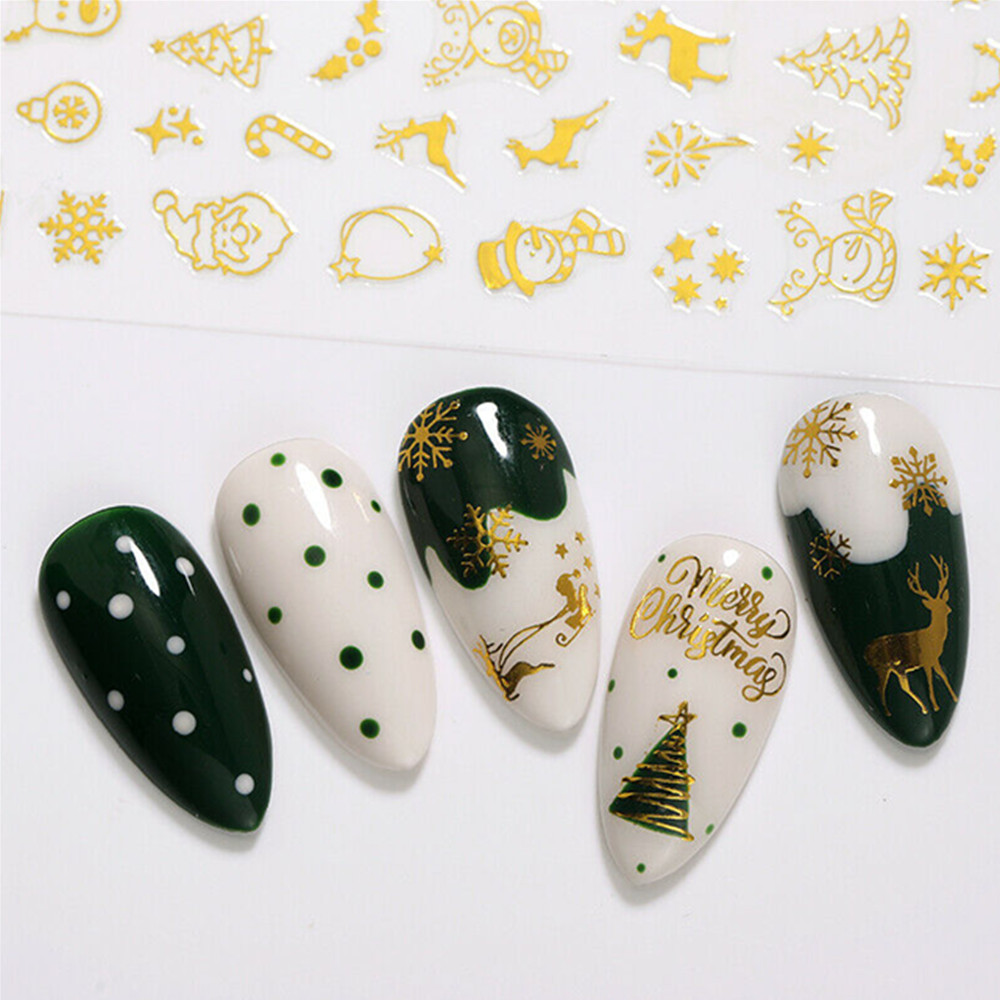Stickers dán trang trí móng tay chủ đề Giáng sinh 3D đáng yêu