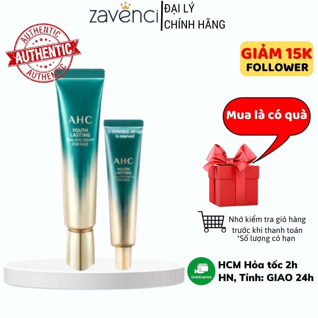 Kem mắt AHC Ageless Real Eye Cream For Face dưỡng mắt chống lão hóa 30ml - ZAVENCI Official