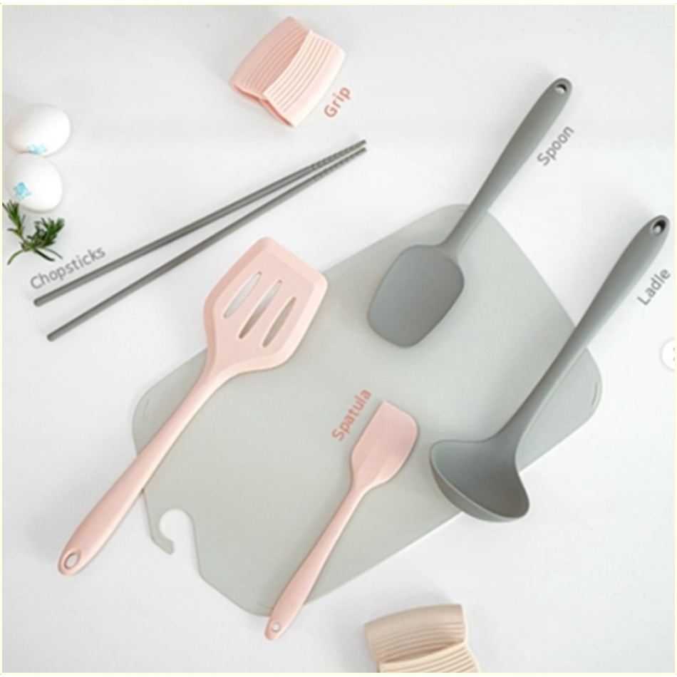 5 cái Dụng cụ nấu ăn Silicone Bộ Dụng cụ nấu ăn chống dính Phụ kiện nhà bếp Chịu nhiệt Dụng cụ nhà bếp cho bé ăn dặm Silicone cao cấp từ Hàn Quốc