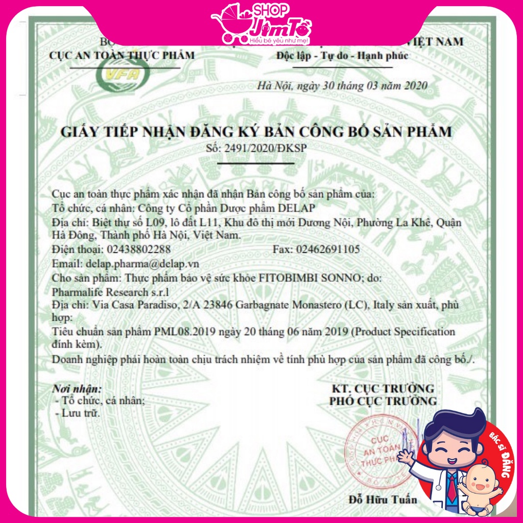 Siro Thảo Dược Sonno Bimbi Pharmalife Giúp Bé Ngủ Ngon Lọ 30ml