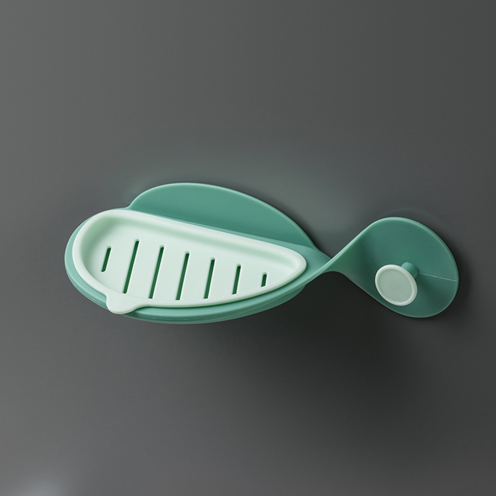 【COD】Kệ để xà phòng gắn tường nhà tắm/nhà bếp hình cá kèm móc treo không cần khoan lỗ tiện dụng