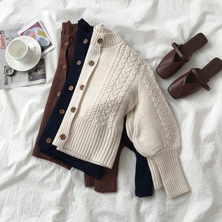 [AT] Áo Khoác Cardigan Dệt Kim Ngắn Mặc Ngoài Trời Mùa Xuân Thu Phong Cách Phương Tây Cho Nữ