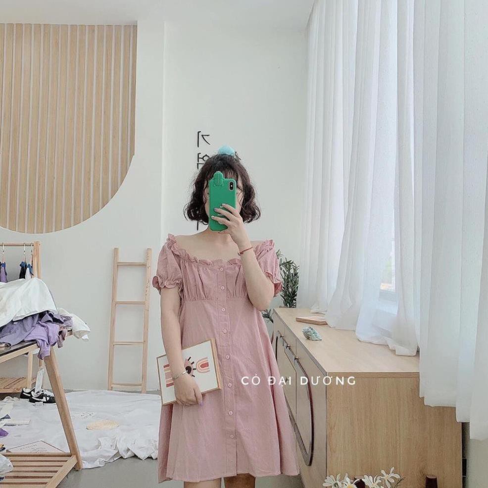 SIÊU XINH. Đầm Bèo Nữ Trễ Vai Chất Đũi 🦋 LIPP.STORE 🦋 Váy Babydoll Nữ Trơn Cúc Cài 4 Màu 🦋 Xinh Yêu | BigBuy360 - bigbuy360.vn