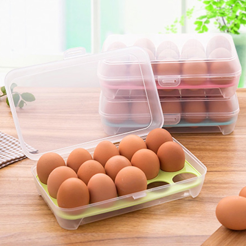 Hộp Đựng Trứng Trong Tủ Lạnh 15 Ngăn Tiện Dụng