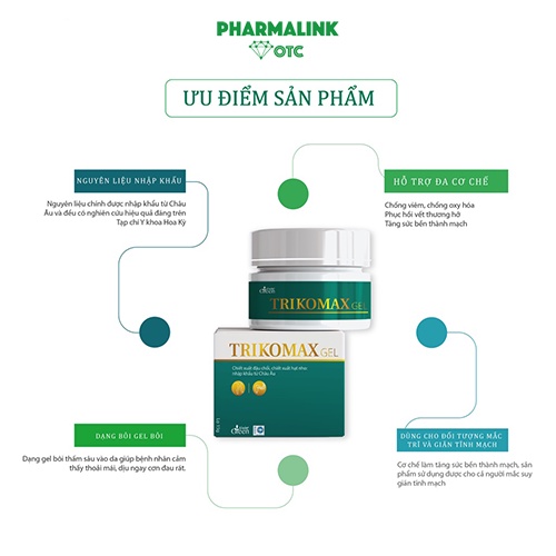 Gel bôi trĩ Trikomax , Hỗ trợ Giảm Triệu Chứng bệnh Trĩ, Xoa dịu búi trĩ, làm teo trĩ