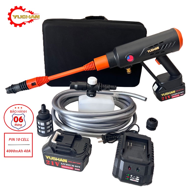 Máy Rửa Xe Dùng Pin 21v Yushan YSH-40075,Màn Hình Cảm Ứng Chỉnh 3 Chế Độ,Hiện Thị Pin,Động Cơ 775