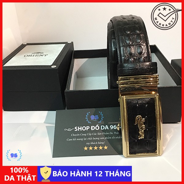 Thắt lưng nam da thật - Dây lưng nam da bò dập vân cá sấu - Mặt Khóa tự động cao cấp - DL004 [Da thật 100%]