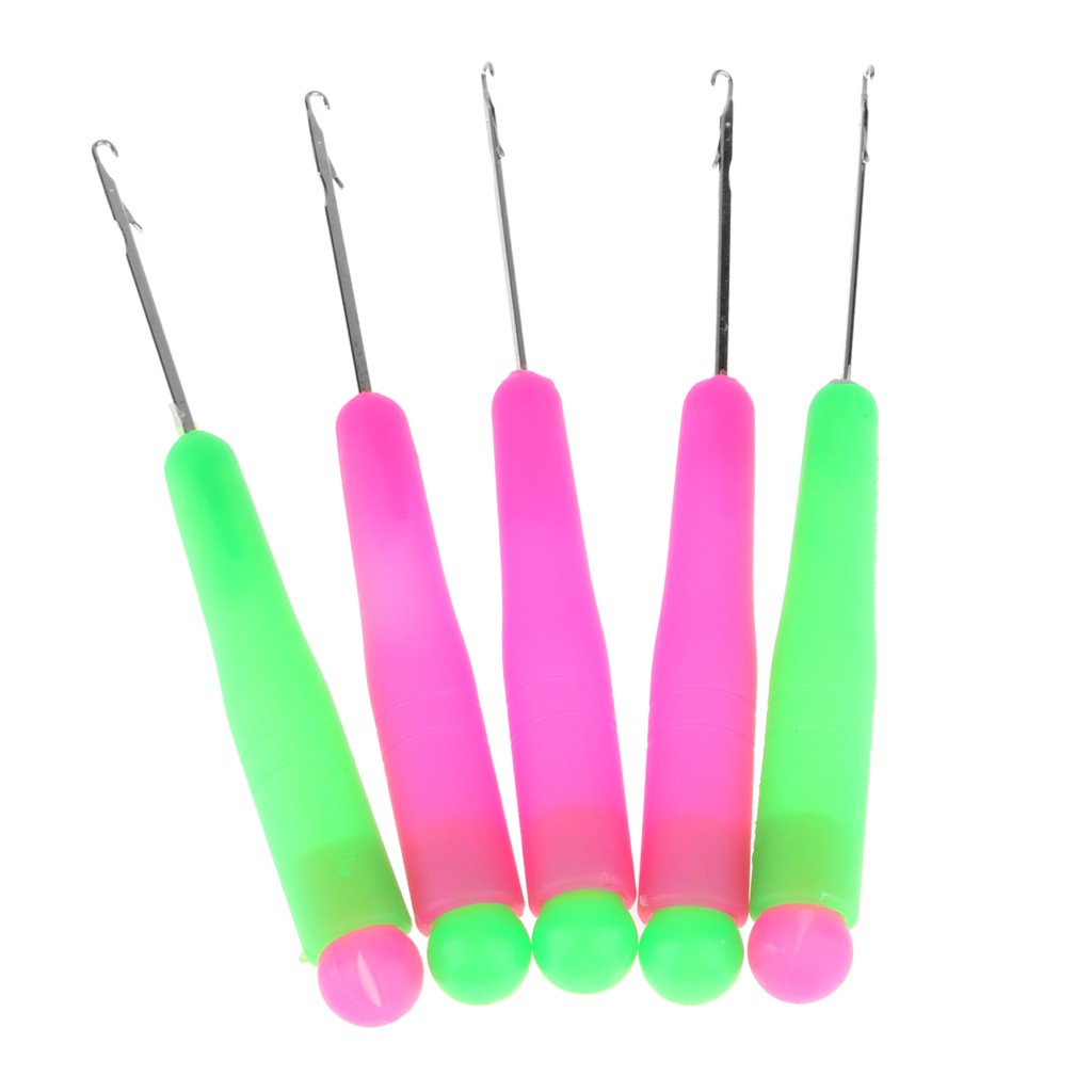 Set 5 kim đan móc tóc giả có tay cầm bằng nhựa
