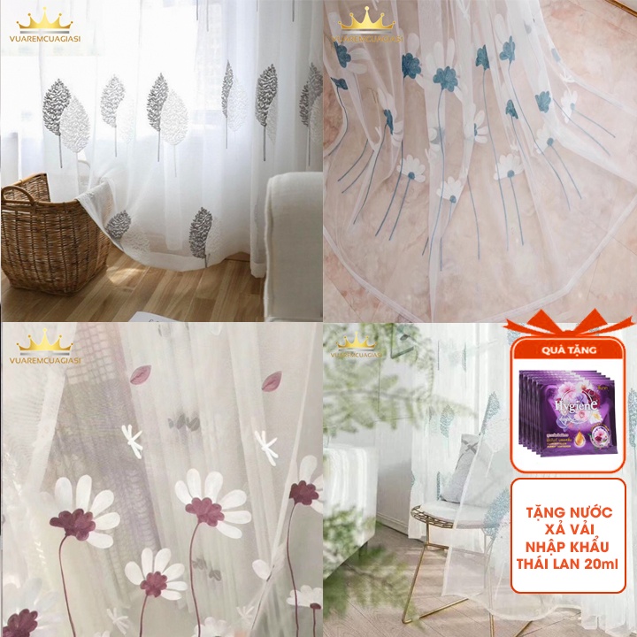 [Mã LIFEHLDEC giảm 10% đơn 99k] Rèm cửa sổ voan hoa văn trắng trang trí cực xinh decor phòng siêu đẹp VIP07 Vuaremgiasi