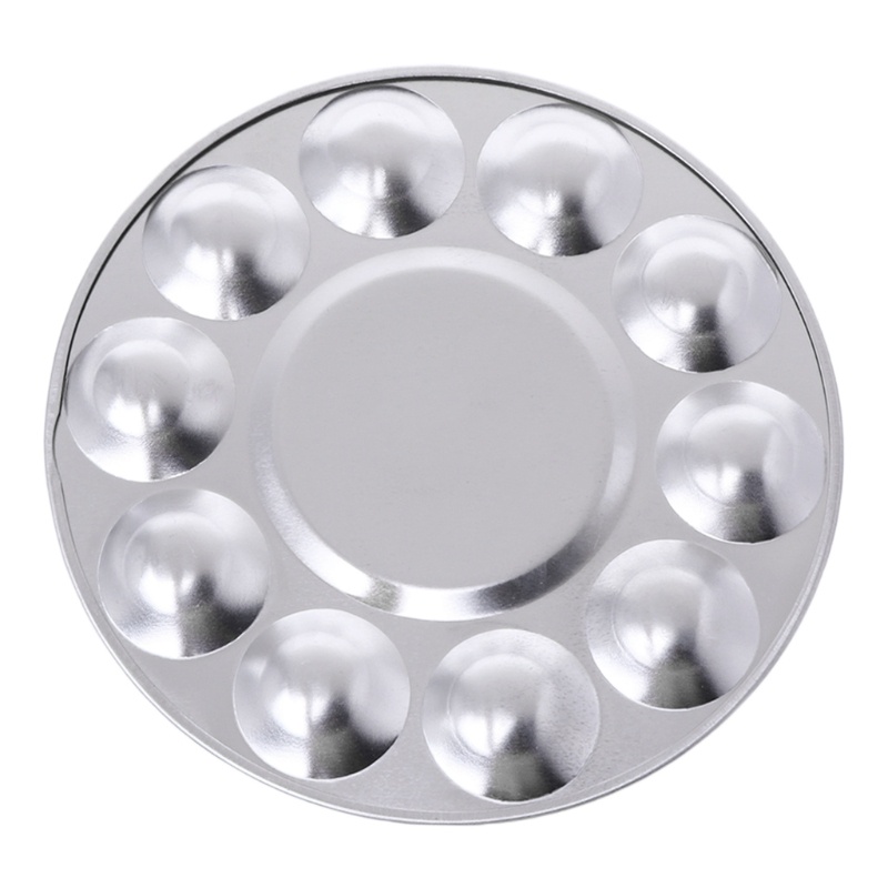 Bảng Pha Màu Sơn Móng Tay Hình Tròn Bằng Nhôm Kèm 10 Rãnh Hỗ Trợ Màu Sắc