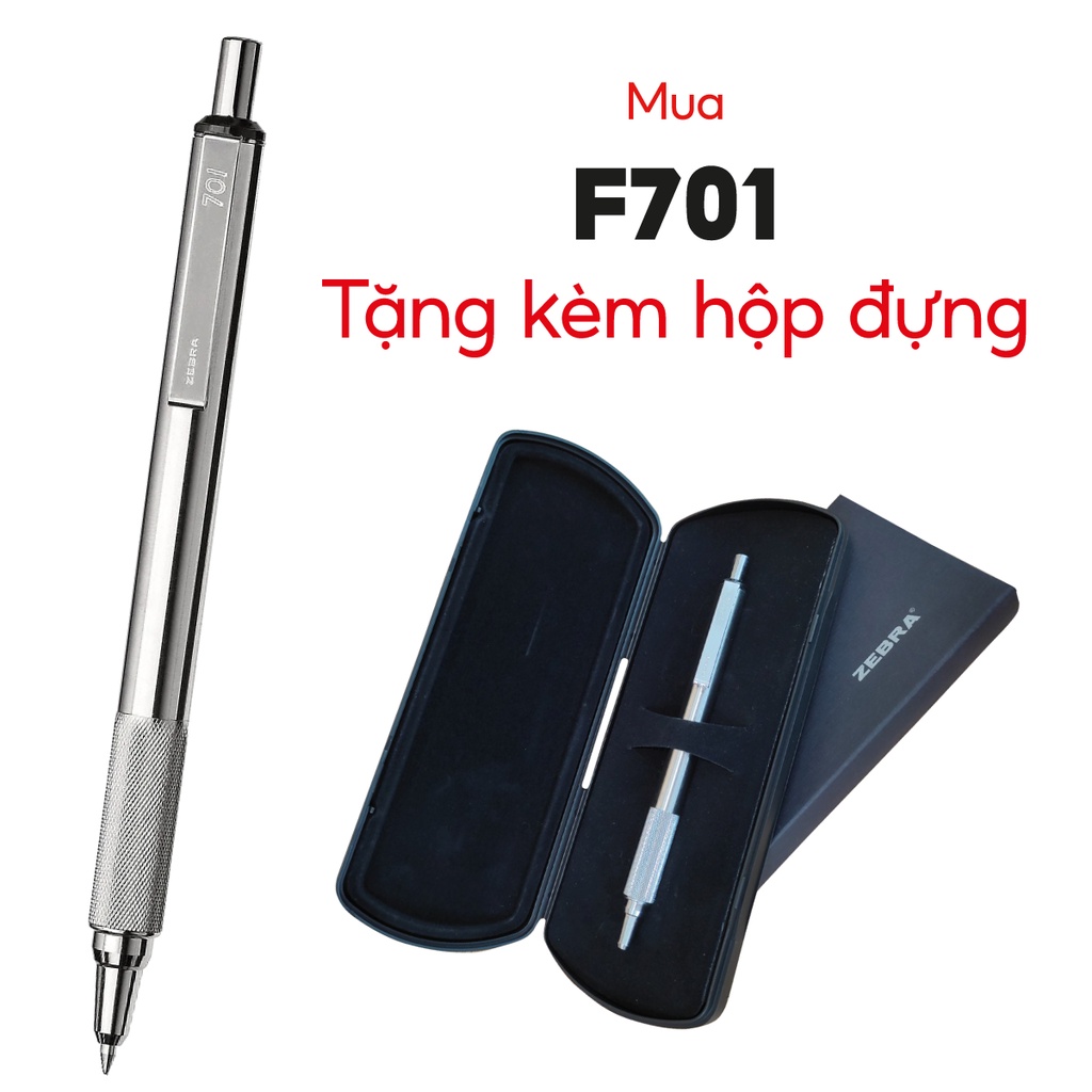 Viết bi bấm F701 Zebra - Nhật [Chính hãng] - Chất liệu Thép không gỉ