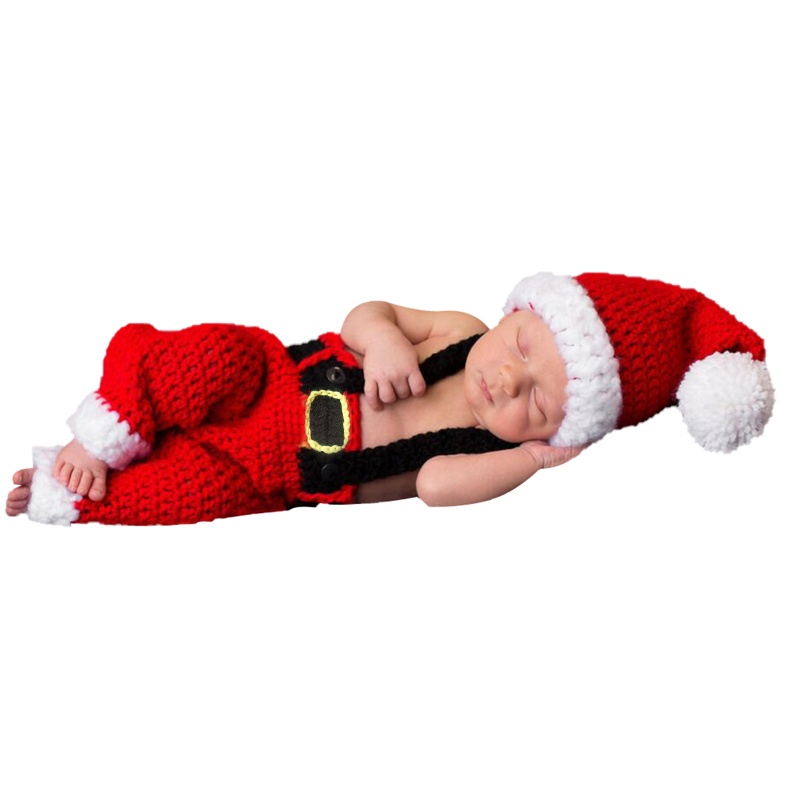 Bộ Trang Phục Chụp Ảnh Gồm Áo + Quần + Mũ Ông Già Noel Cho Bé Sơ Sinh