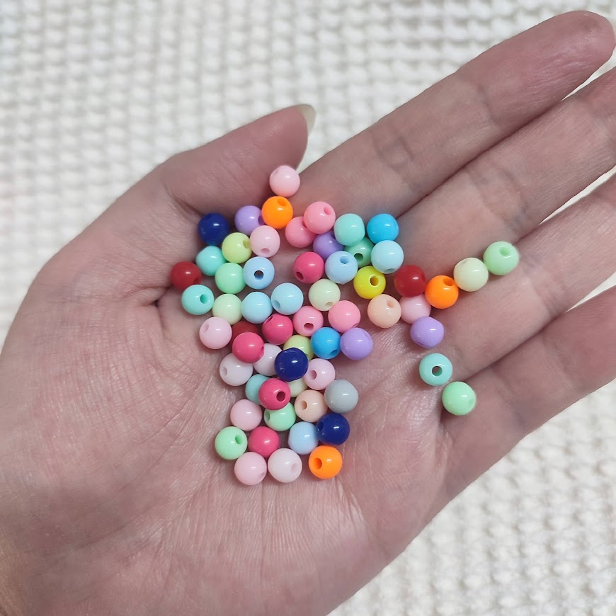 Gói 10-25gr hạt nhựa banh tròn đục 6mm mix nhiều màu - Nguyên liệu làm handmade, vòng tay